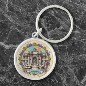roma whispering fountain premium round keychain