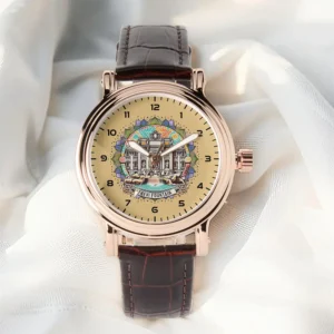 roma whispering fountain womens rose gold with brown leather strap