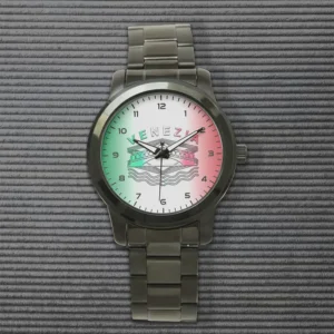 Venezia Rialto Bold Lines Oversized Black Bracelet Watch front side