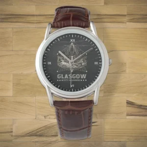 Vintage City Chambers Classic Brown Leather Watch front side