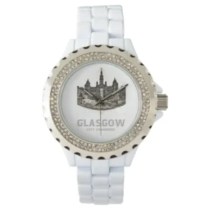 Vintage City Chambers Womens Rhinestone White Enamel Watch