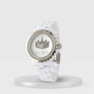 Vintage City Chambers Womens Rhinestone White Enamel Watch