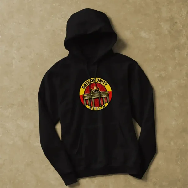 Gate of Unity Womens Hooded Sweatshirt on floor