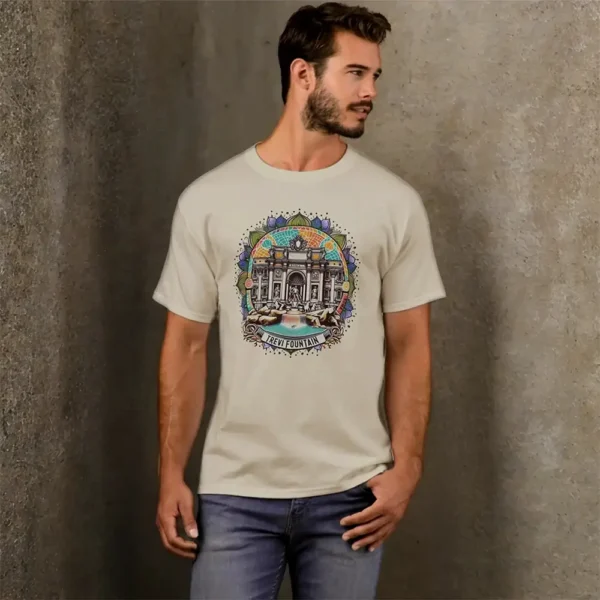 Roma Whispering Fountain Men's Basic T-Shirt on front