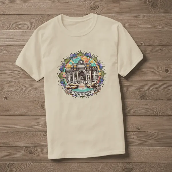 Roma Whispering Fountain Men's Basic T-Shirt on floor