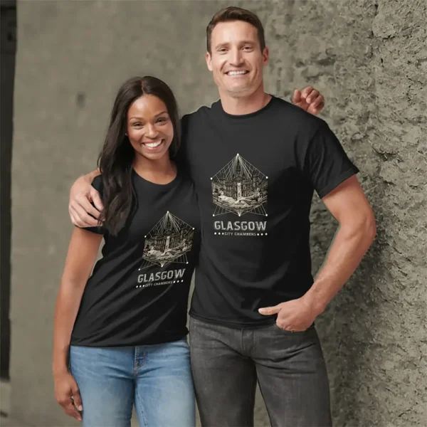 Vintage City Chambers Mens Basic T-Shirt on man and woman