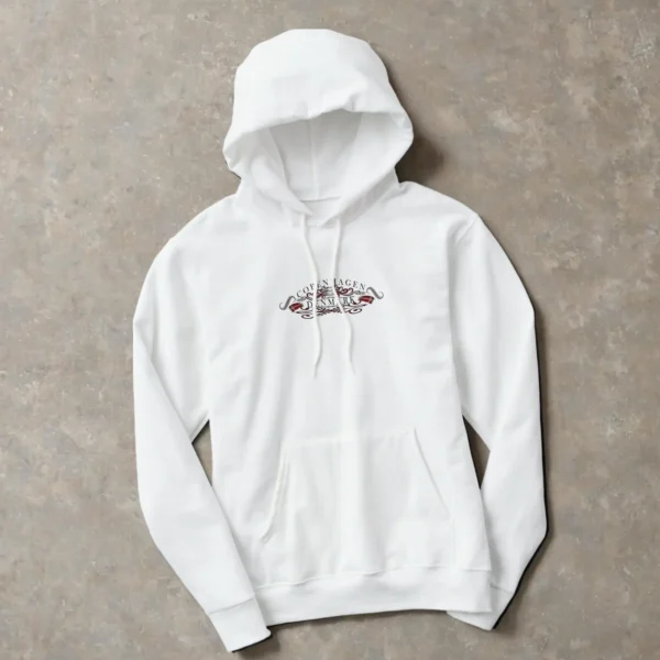 Copenhagen Calling Womens Basic Hoodie Sweatshirt on floor