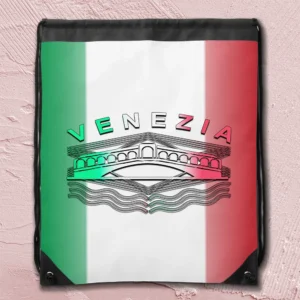 Venezia Rialto Bold Lines Drawstring Bag front side