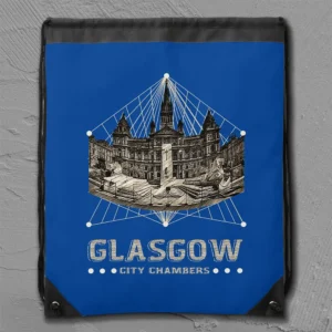 Vintage City Chambers Drawstring Bag on floor-1