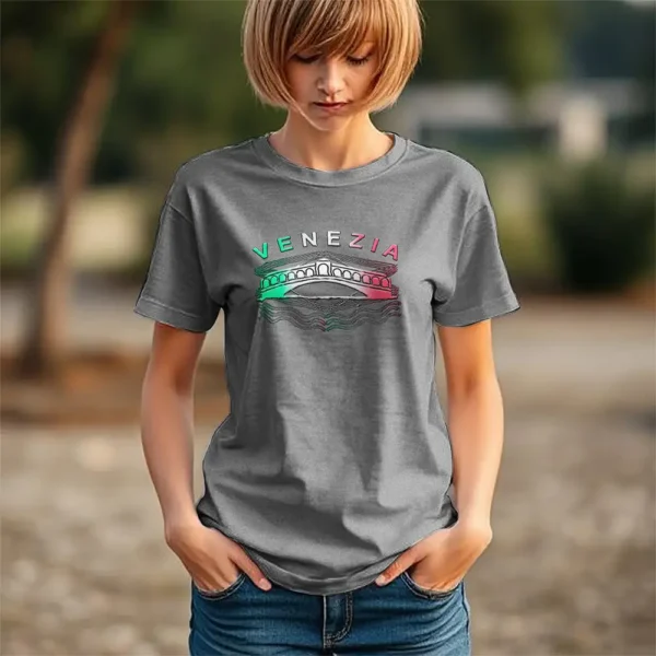Venezia Rialto Bold Lines Womens Tri-Blend Shirt grey vivid