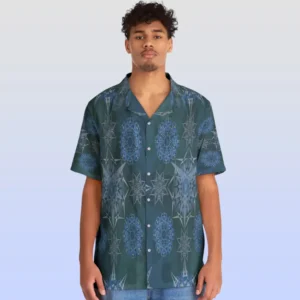 Hexa triangles yantra petals Hawaiian T-shirt front side Hexa Triangles Yantra Petals Hawaiian T Shirt Front Side