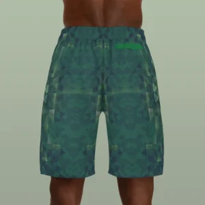 Leafy floral stick puzzle mens jogger short back side Leafy Floral Stick Puzzle Mens Jogger Short Back Side
