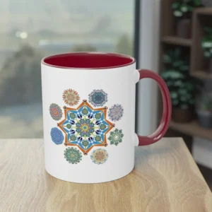 Octo Brightener Arabesque Moorish Two Tone Mug Maroon 1