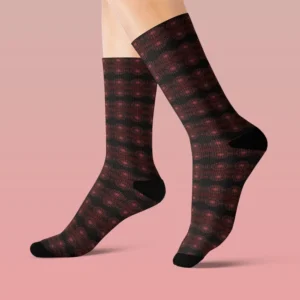 The Crimson Sparkling Flower Art In Night Sky Sublimation Socks