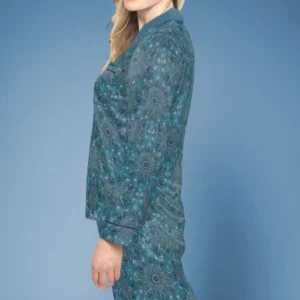 Tie-in baby blue celeste womens satin pajama on close
