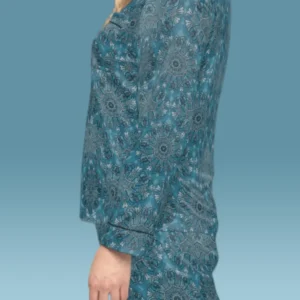 Tie In Baby Blue Celeste Womens Satin Pajama Close