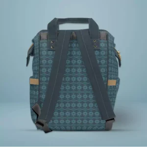 Turquoise Leafy Floral Octagin Diagonal Back