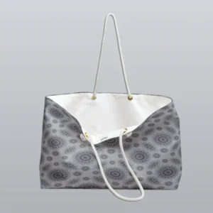 Little White Floral Fallen Pattern Weekender Bag Open Side