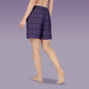 Mytical of the purplish sparkling flower unisex swim shorts back side