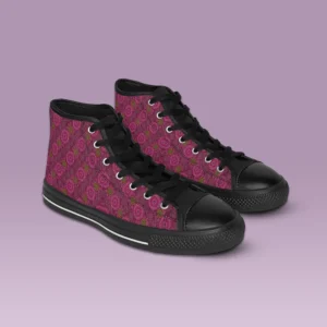Pink Rainy Scatter Fibers Womens Classic Sneakers