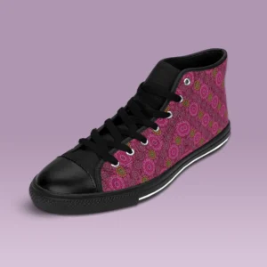 Pink Rainy scatter fibers Womens Classic sneakers left outside