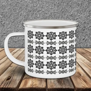 Black Leafy Octagon diagonal ceramic mug