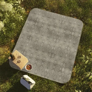 Grey Fibrous Textile Octopus Seeds Picnic Blanket-1