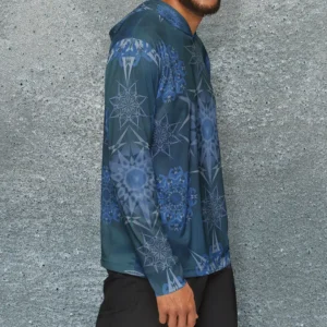 Hexa triangles yantra petals mens warmup hoodie right side Hexa triangles yantra petals mens warmup hoodie right side