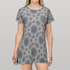 Little white floral fallen t-shirt dress