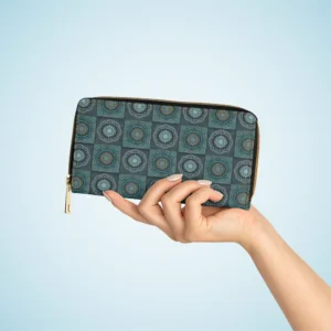 Persian gyrate psychedelic mandala eyes zipper wallet front side