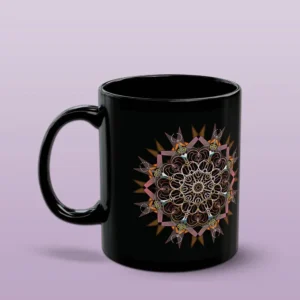 Pillared thread tie-in purpura black mug 11oz right side