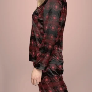 the crimson sparkling floral art womens satin pajama close ide the crimson sparkling floral art womens satin pajama close ide