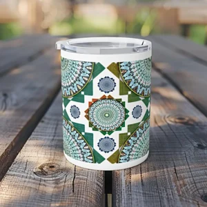 An initiation of mass circle insulated coffee mug front side An initiation of mass circle insulated coffee mug front side