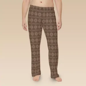 Light Brown Floral Octagon diagonal Mens pajama front