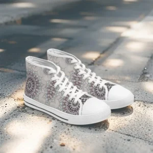 Little white floral fallen womens high top sneakers