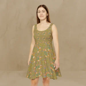 Octo brightener arabesque moorish tangerine skater dress