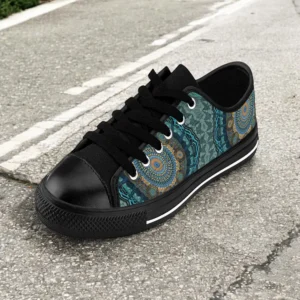 Persian psychedelic mandala eyes mens sneakers left perspective side