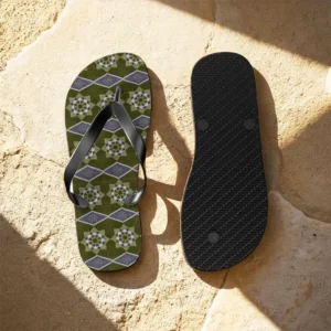 Sage leafy floral octagin diagonal flip flops-1b Sage leafy floral octagin diagonal flip flops-1b