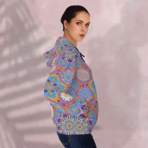 Octo brightener arabesque Lilac purple womens full zip hoodie right side