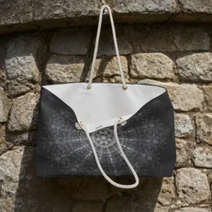 blackened sparkling floral art weekender bag on hanging
