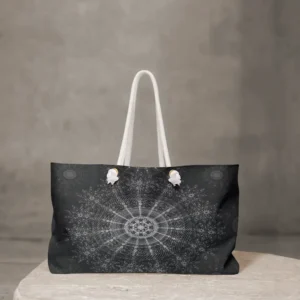 blackened sparkling floral art weekender bag