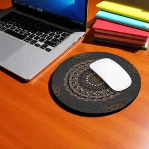 Khaki crocodilus Porosus round mouse pad