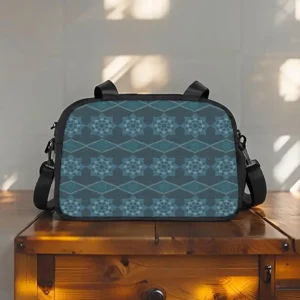 Turquoise Leafy Floral Octagon Diagonal Fitness Handbag