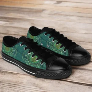 Leafy floral square stick puzzle men's sneakers on floor