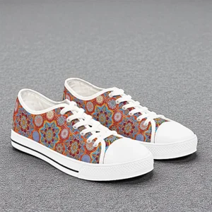 Octo Brightener Arabesque Moorish Red Women’s low top sneakers white sole