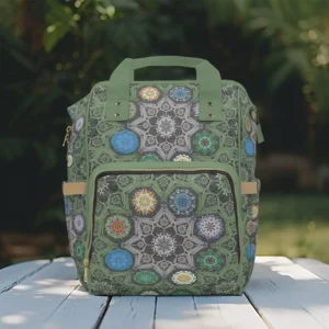 Octo Brightener Arabesque Moorish Stone Green Diaper Backpack