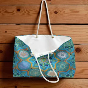 Octo Brightener Arabesque Moorish Turquoise Weekender Bag n hanging Octo Brightener Arabesque Moorish Turquoise Weekender Bag n hanging