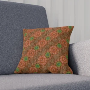 neat orange floral rainy scatter fibers cushion
