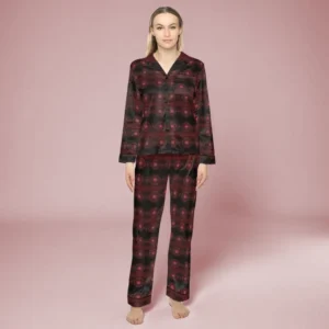 the crimson sparkling floral art womens satin pajama